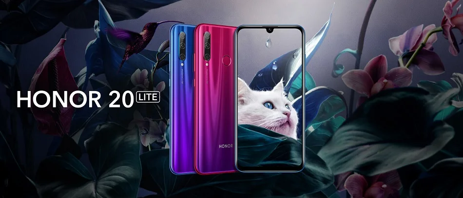 Глобальная версия Honor 20 Lite 4G 128G Смартфон Android 6,2 дюймов полный экран 32 МП селфи съемка Распознавание отпечатков пальцев лица