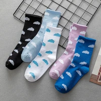 novelty funny woman socks korean fashion women letter cloud socks hip hop skateboard street happy harajuku solid color socks