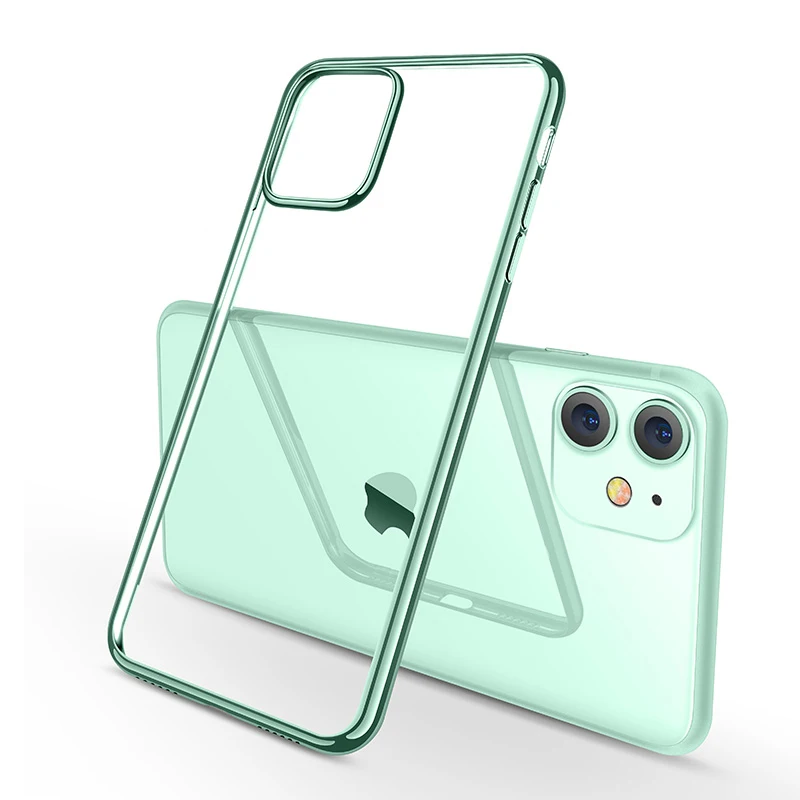 Green Полночно-зеленый чехол с покрытием для iPhone 11 Pro Max роскошный мягкий силиконовый прозрачный чехол для телефона для iPhone 11 11Pro XR X XS Max - Цвет: Green