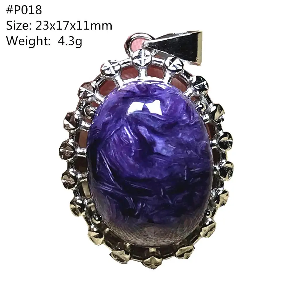 

Подлинное натуральное фиолетовое ожерелье Charoite, кулон, ювелирные изделия для женщин и мужчин, подарок на любовь, Серебряные Кристаллы, серебряные овальные бусины, драгоценный камень AAAAA