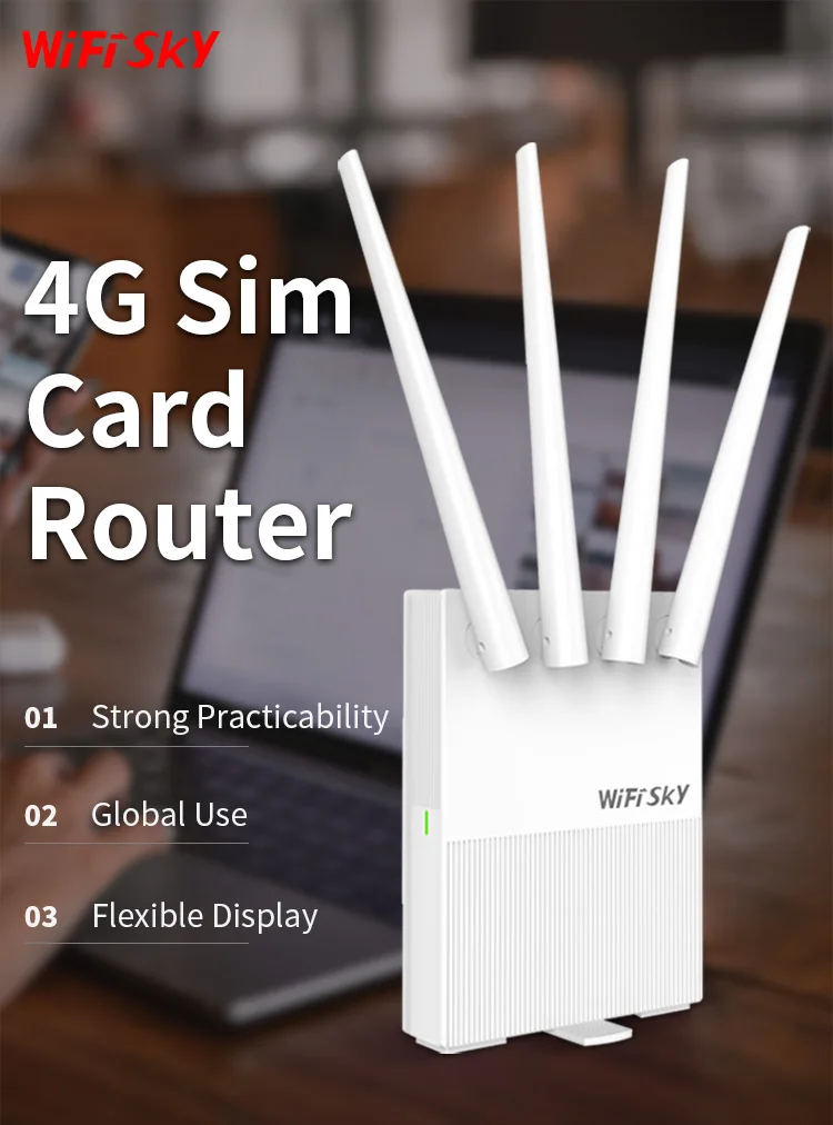 WIFISKY 4G Sim Card WiFi Router Wireless CPE Router 4G LTE Outdoor FDD/TDD Route coverage With External Antennas WAN/LAN Port