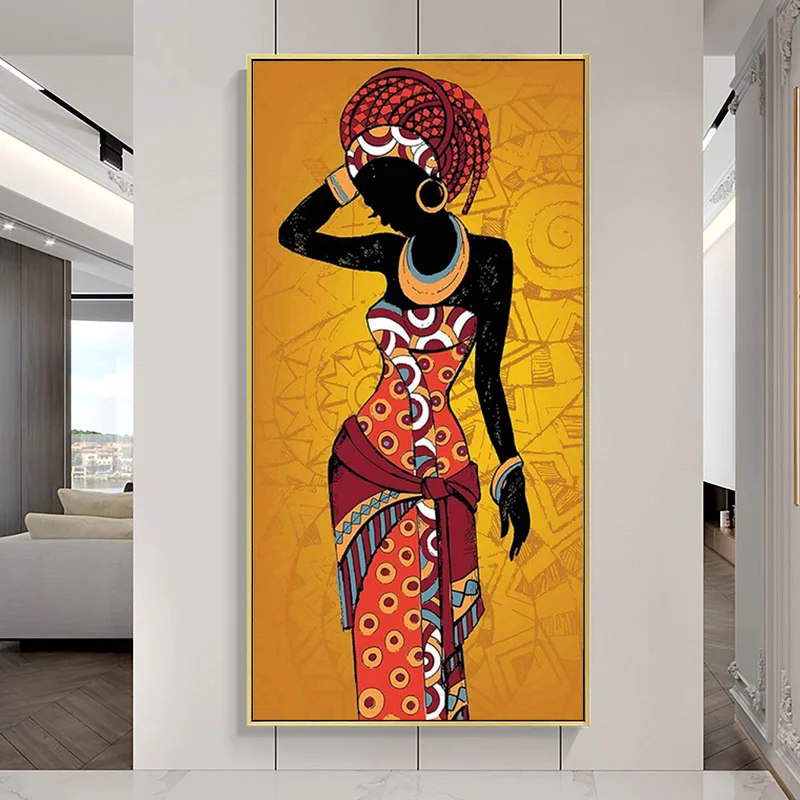 

African Art Black and Gold Woman Scandinavian Canvas Painting Posters and Prints Cuadros Wall Art Pictures for Home Decoration