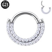 g23 titanium body jewelry cartilage earring piercing ear tragustwo rows cz paved face segment ring nose hoops ear piercing