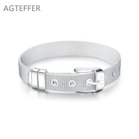agteffer 925 sterling silver 10mm watchband bracelet for women man wedding engagement party fashion jewelry