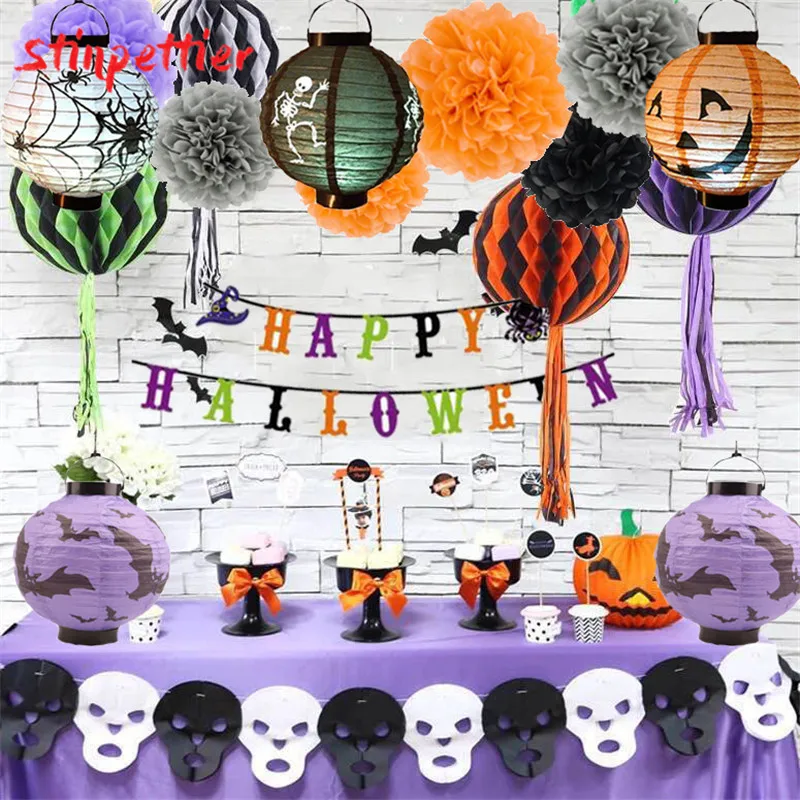 Украшение для Хэллоуина летучая мышь воздушный шар бумажный фонарь черный