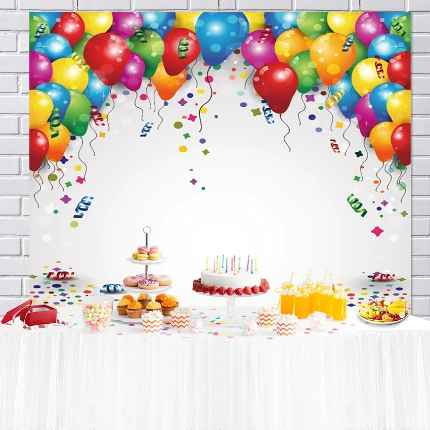 Фон для фотосъемки с изображением воздушных шаров на день рождения семейной