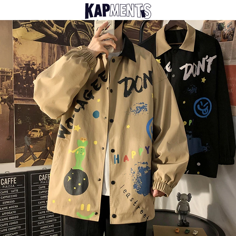 

Мужская куртка-карго с принтом персонажей мультфильмов, куртка-бомбер в стиле Харадзюку, уличная одежда в стиле пэчворк, осень 2021