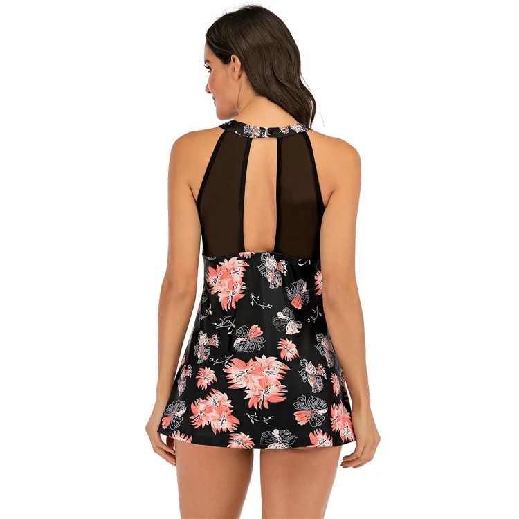 Танкини размера плюс комплект из двух предметов купальный костюм с юбкой 2020