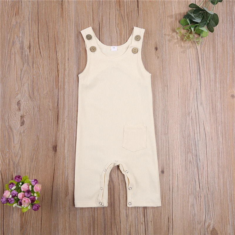 

0-2Years Newborn Baby Boys Girls Sleeveless Solid Color Cotton Romper,Casual Breathable Romper Jumpsuit for Children Boys Girls