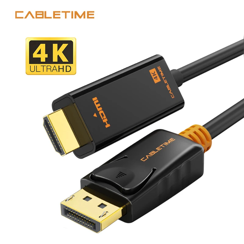 Cabletime DisplayPort-HDMI-совместимый кабель DP-HDMI-совместимый 4K60hz конвертер DisplayPort 1 2 для HDTV - Фото №1