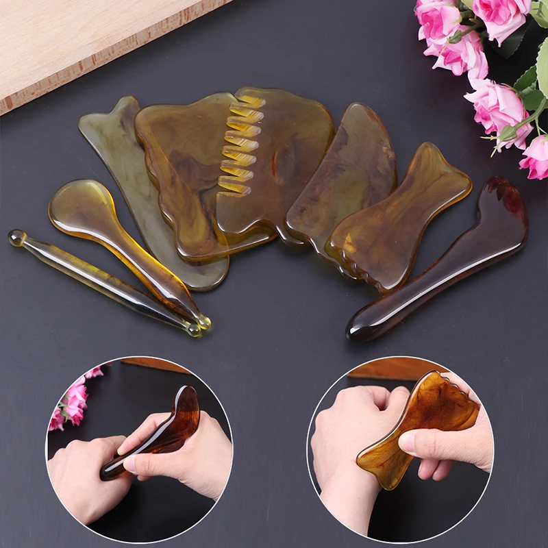 Jade Guasha Scraping Massage Scraper Natural Gua Sha Board Resin Acupoint Face Eye Care SPA Massager Acupuncture | Красота и здоровье