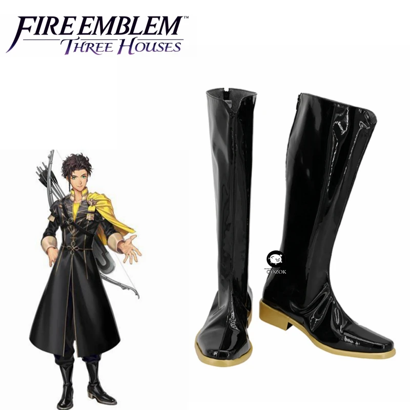 

Game Fire Emblem: Three Houses Claude Cosplay Costume Shoes Boots Adult Mens Halloween Leather Boots
