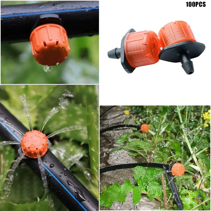 

100 Pcs Adjustable Irrigation Misting Micro Flow Dripper Drip Head Garden Hose Sprinklers Watering Tool FP8