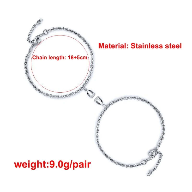 

2Pcs Stainless Steel Boyfriend Girlfriend Relationship Bracelet Love Magnetic Long Distance Bracelet Kit Lover Jewelry