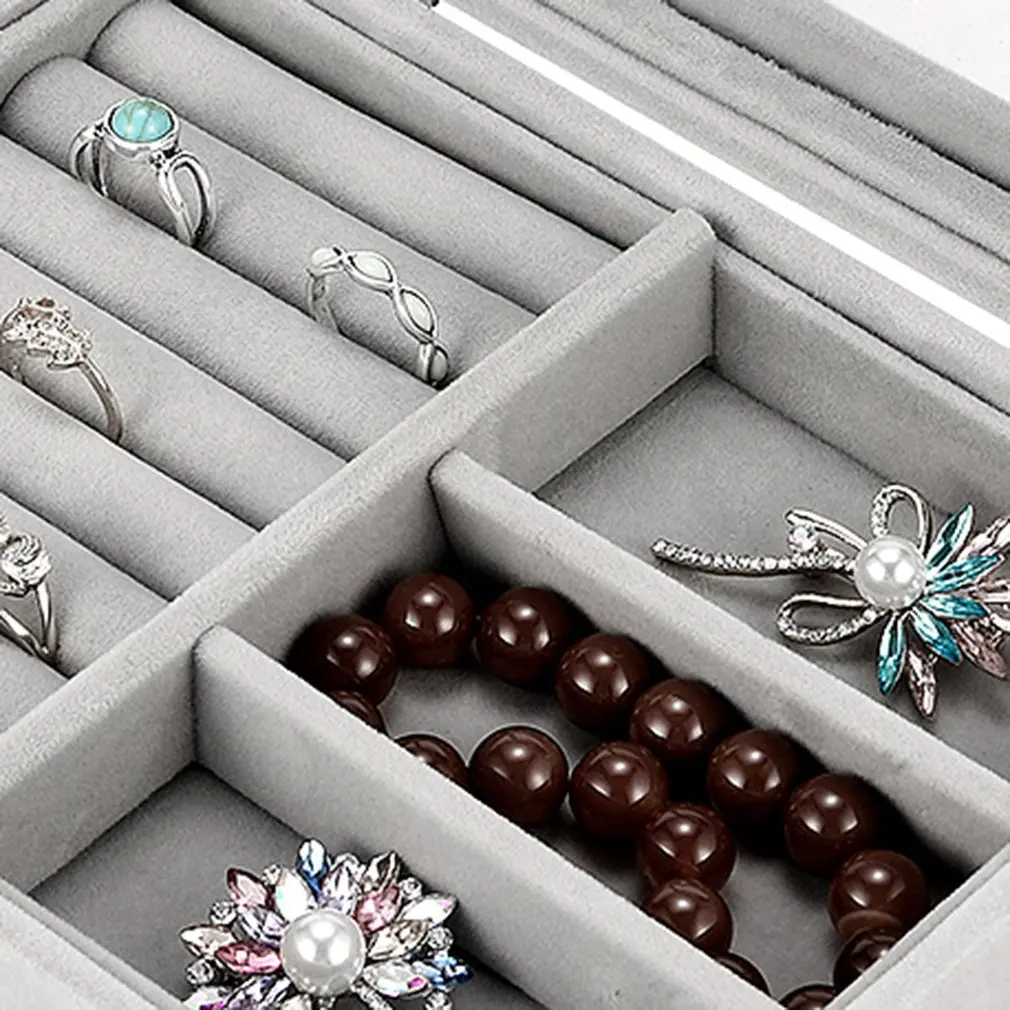 Многофункциональная бархатная коробка для хранения ювелирных изделий два в
