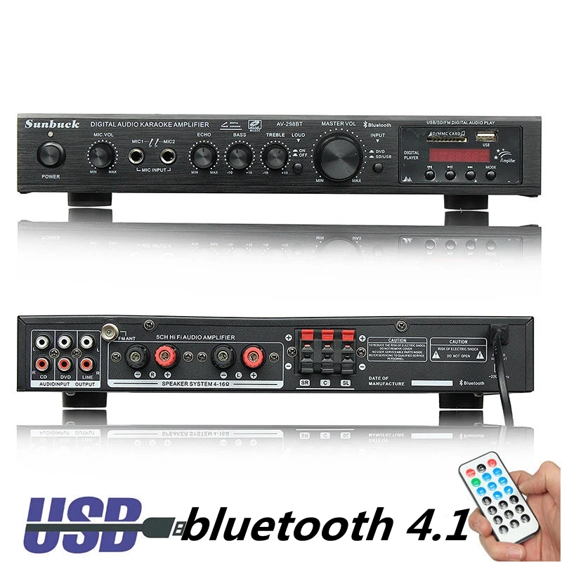 Sunbuck 4000 Вт 5-канальная Bluetooth Стерео AV мощность 220 В автомобильная аудиосистема