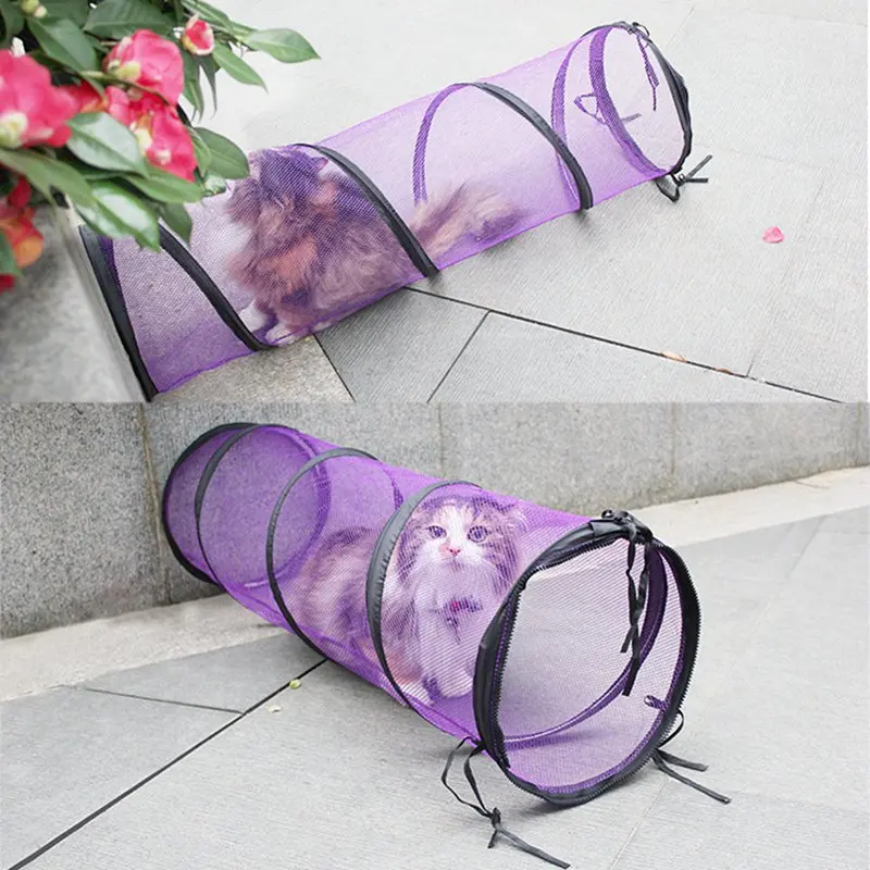 Прозрачный складной туннель для кошек домашних питомцев открытый палатка