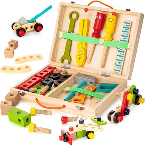 Educational Montessori Kids Toys Wooden Toolbox Pretend Play Set
Preschool Children Nut Screw Assembly Simulation Carpenter Tool