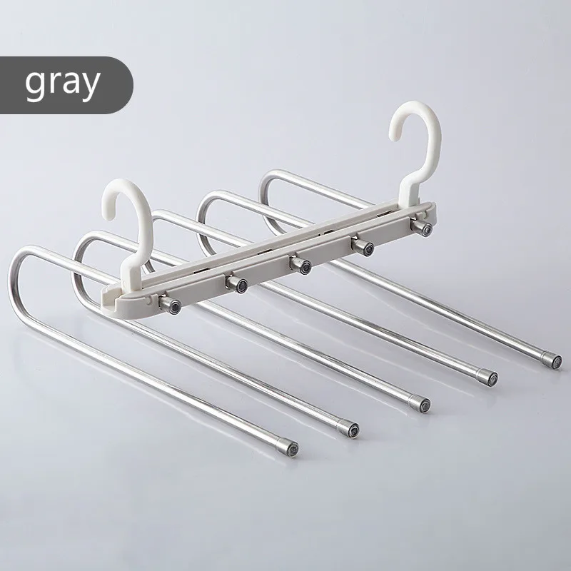

Multifunctional Folding Pants Rack Household Multi-layer Rack Wardrobe Stainless Steel Hanger Non-slip Pants Telescopic Storage
