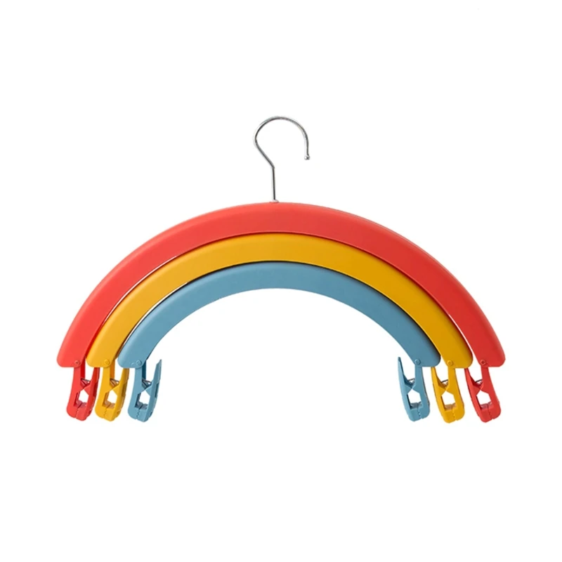 

2pcs 3 Layer Rotating Clothes Hanger Rainbow Anti-Slip Clothespin Clip for Socks