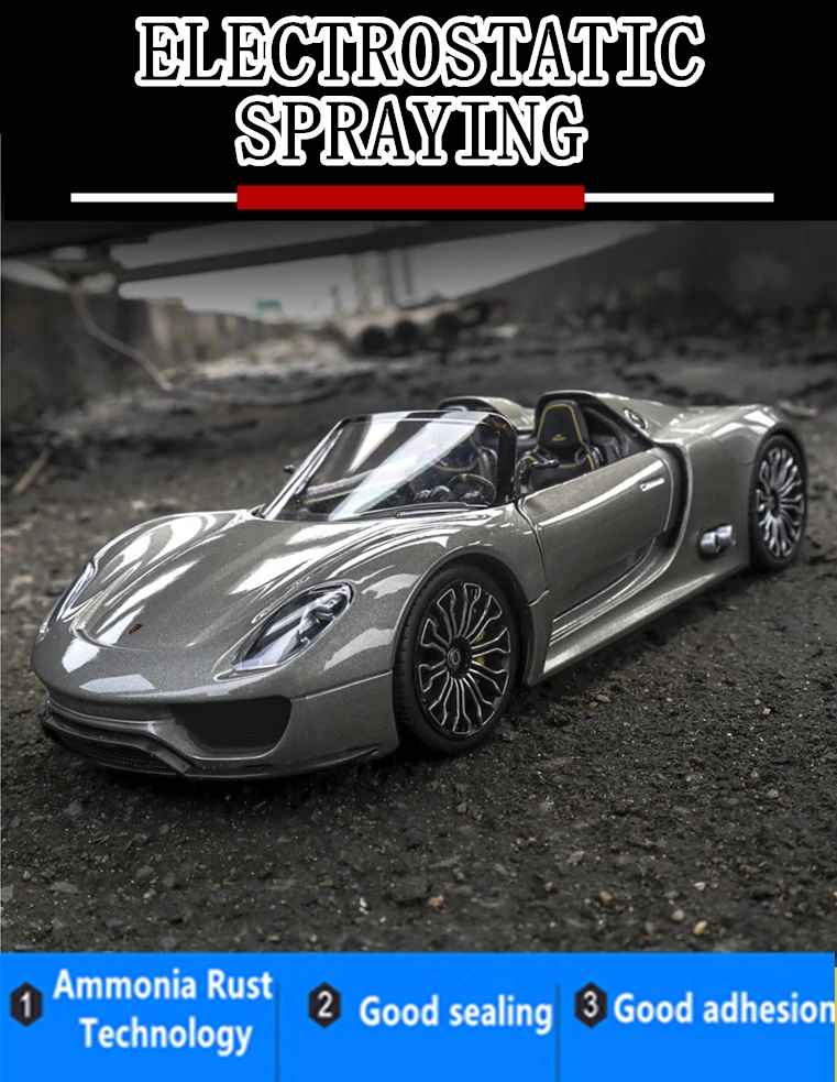 Welly 1:24 Porsche 918 модель автомобиля из сплава Модель автомобиля украшение автомобиля коллекция Подарочная игрушка Литье под давлением модель игрушка для мальчиков
