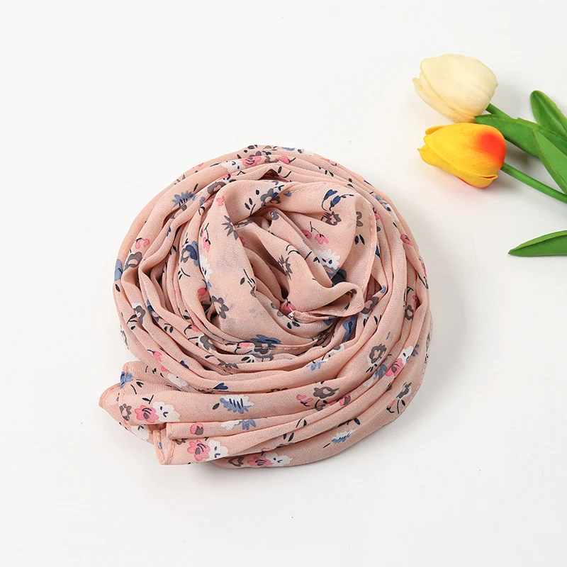 Новое поступление плиссированный цветочный шифоновый шарф шали большой размер
