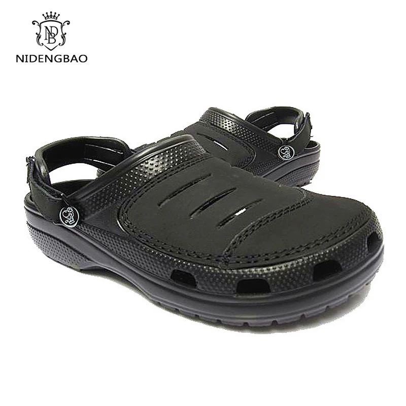 Классические Кожаные Туфли с отверстиями мужские шлепанцы летняя пляжная