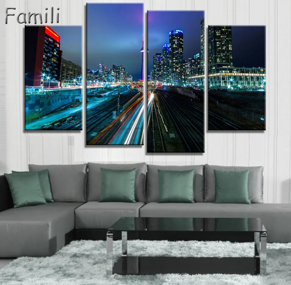 

4 Pieces/set Highway sunset HD Wall Art Print on Canvas for Home Decoration Wall Art Picture for Living Room