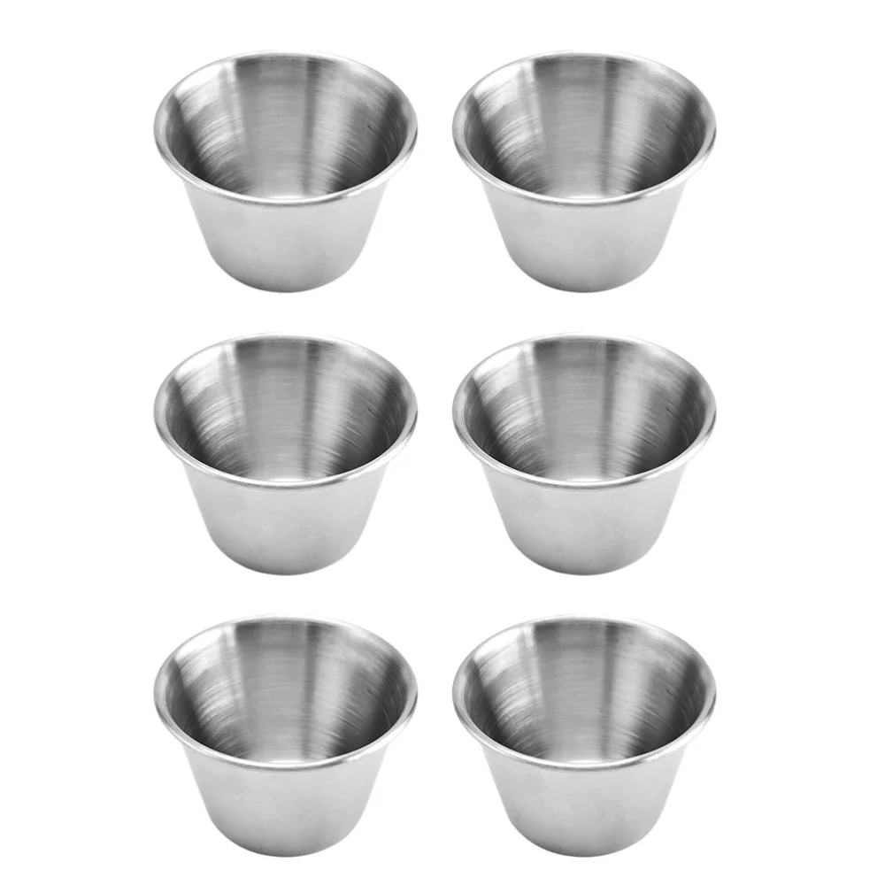

6Pcs Stainless Steel Seasoning Storage Cups Home Tableware Sauce Cups (Silver)