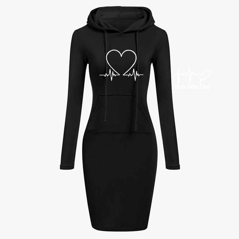 

Spring And Autumn Vetement Femme Long-Sleeve Dress Women Clothing Sweatshirt Hooded Collar Fashion Pocket Simple Casual Lady