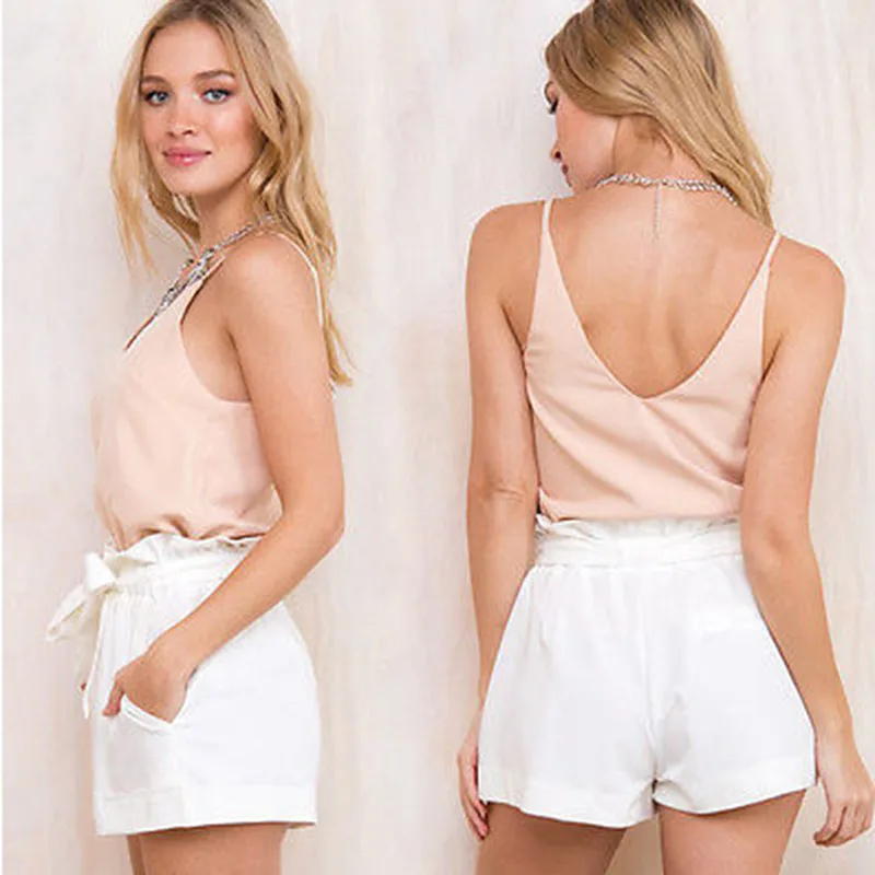 

Summer Hot Sale Elegant Girls Ruffles Bottoms Shorts Sexy Female Fashion Casual High Waist Black White Khaki Crepe Shorts