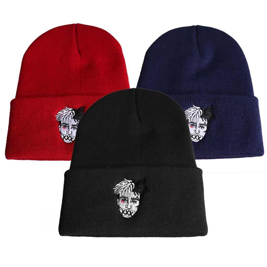 Хип-хоп шапки женщины-хипстеры вышивка 2019 зимние теплые вязаные Твердые манжеты