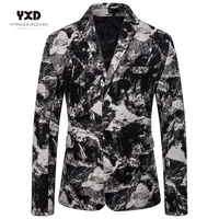 mens clothing brand casual slim fit fashion mens suit for man suit jackets ethnic printed man blazers plus size 4xl linen suits