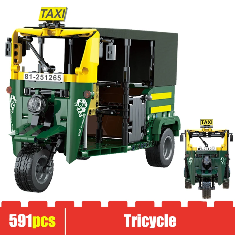 Высокотехнологичная серия 591 шт. модель туристического трехколесного автомобиля