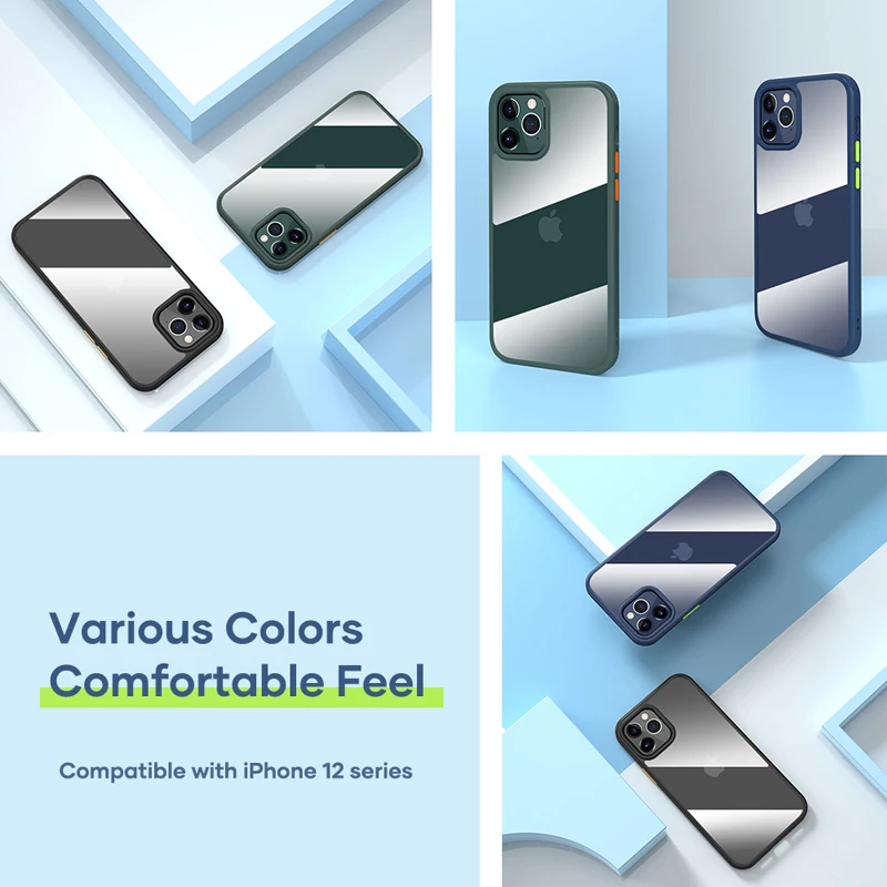 

funda for iPhone 12 Pro Max Case Luxury Clear Transparent Full Protective Cover for iPhone 12 Pro coque ROCK