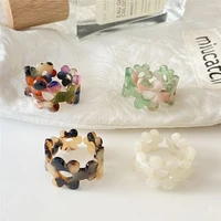 vintage fashion personality leopard acrylic for women lady jewelry gift opening adjustable rings finger acetic acid flower rings
