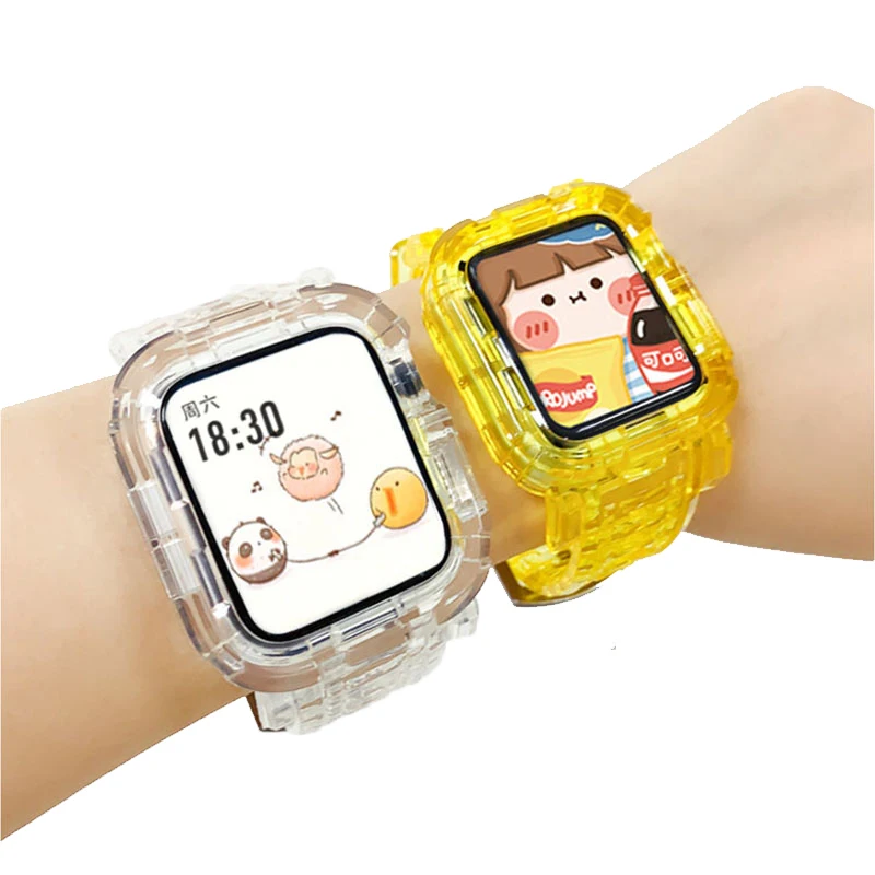 

Case+Strap for Apple Watch SE band 44mm 40mm iWatch band 42mm 38mm Soft Transparent Silicone Bracelet Apple Watch serie 3 4 5 6
