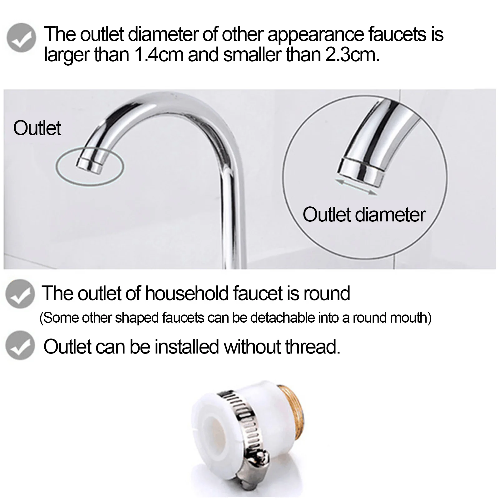 

Stainless Steel Transparent Water Sink Filter Faucet Sprayer Anti-Splash 3 Gears Pressurized Faucet Extender for Kitchen