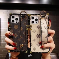 Shockproof Square Wrist Strap Phone Case For Samsung S21Ultra Case Leather S20 S10 Note A50 A70 A21S A02S A12 A52