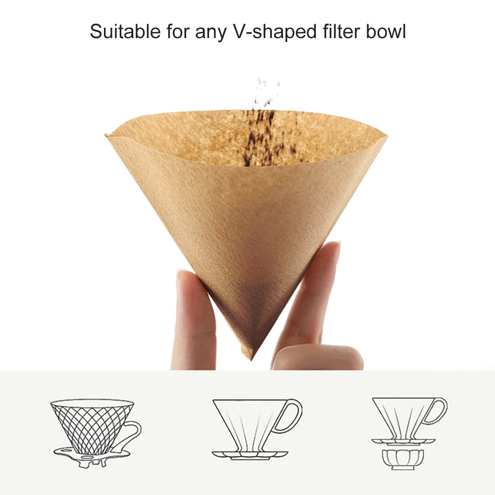100 шт./компл. оригинальный деревянный ручной капельный бумажный фильтр для кофе