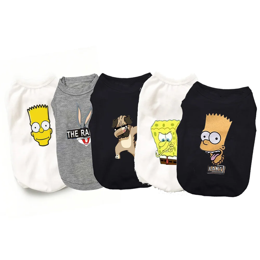 Летняя одежда для собак маленьких Рубашка с рисунком Собаки Костюмы Pet Одежда