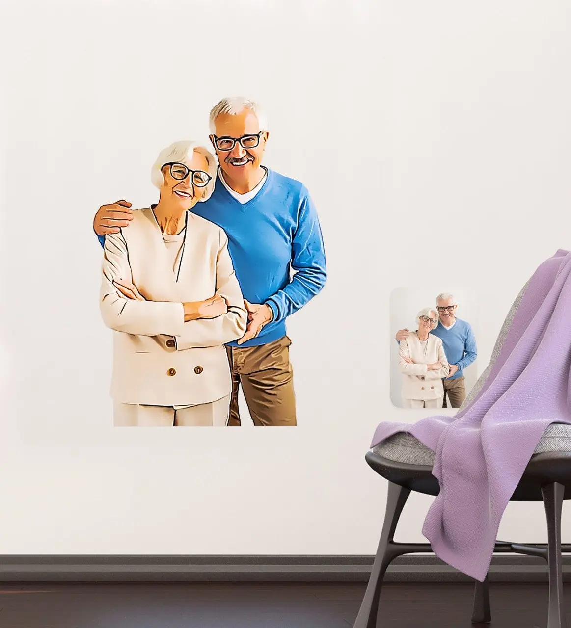 

Personalized Full Size Grandma and Grandpa Caricature Of Wall Sticker (50x70cm)-1