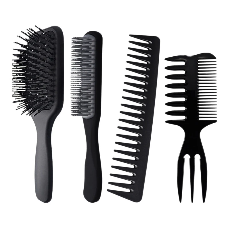 

4PCS Hairbrush Set Detangling Brush and Hair Comb Set for Curly Hair with Wide-Toothed Comb for Wet or Dry Hair