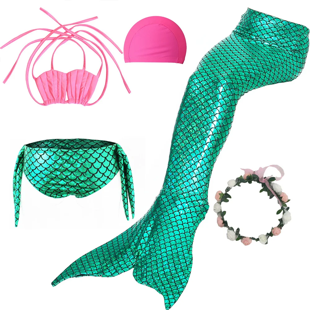 Красивый детский Косплей костюм Русалочки для девочек с хвостом 3 шт. праздничный