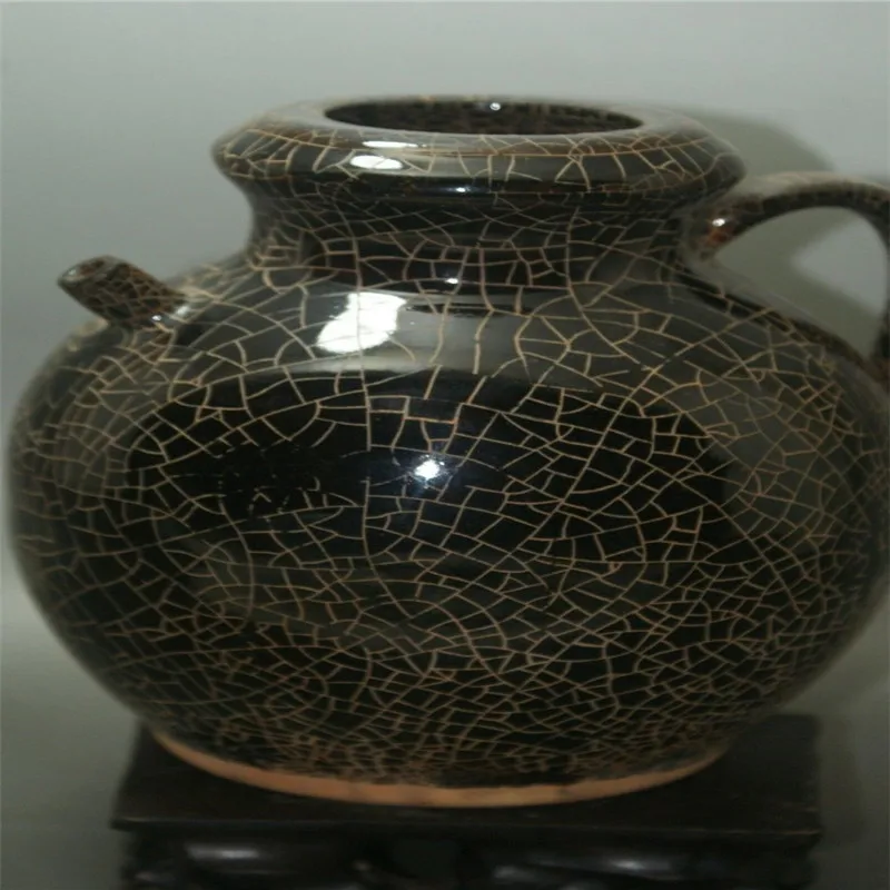 Тонкий старинный фарфор кракле полированного Керамика Фарфор черный награда