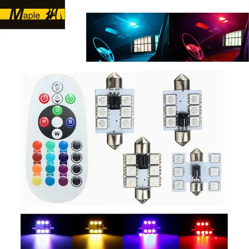 Купольные светодиодные лампы RGB для салона автомобиля 12 в пост. Тока 42 мм 5050 6