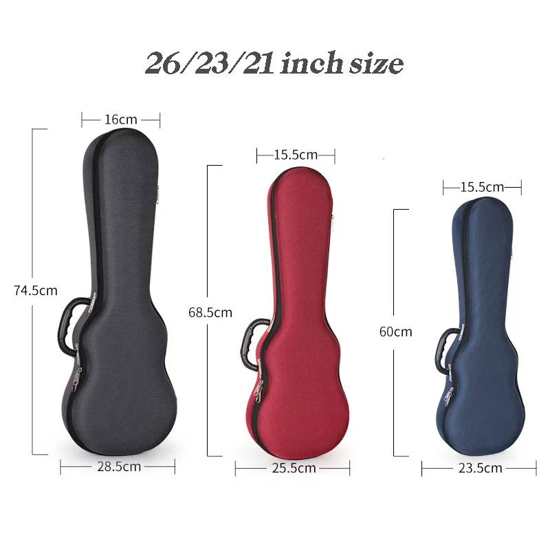 

NEW Ukulele Case Bag Hard Box Concert Tenor 21 23 26 Inch Ukelele Gray Red Blue black Mini Guitar Accessories colorful