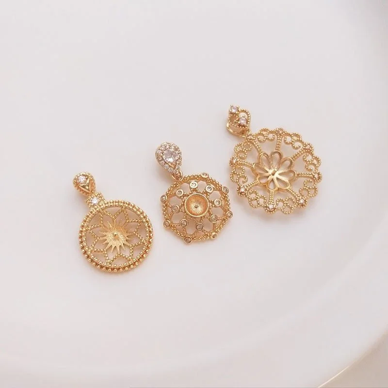 

2PCS with Zircon Designer Charms Women Necklace 14k Gold Plated Charms for Jewelry Making DIY Brass Accessories