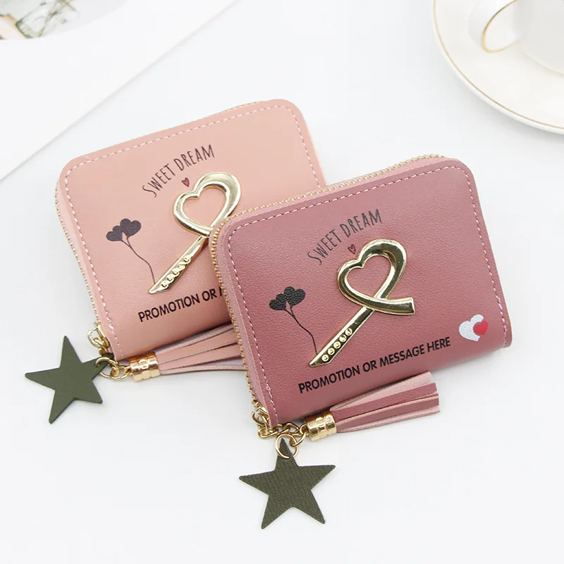 

MONNET CAUTHY 2020 New Coin Purse Cartoon Printing Tassel Zipper Short Wallet Preppy Style Grey Green Blue Black Red Girl Wallet