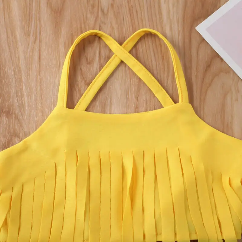 Комплект из 2 предметов для маленьких девочек купальный костюм с бахромой и